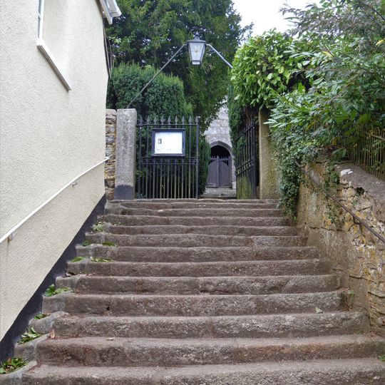 Granite Steps, Gate Piers And Gates At South Entrance To Churchyard