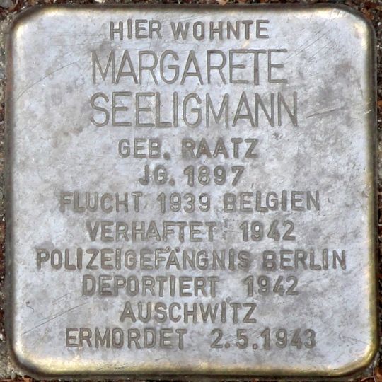Stolperstein en memoria de Margarete Seeligmann
