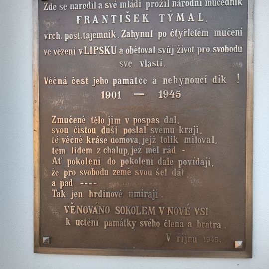 Pamětní deska Františka Týmala