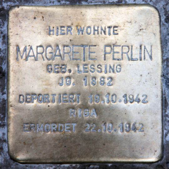 Stolperstein dedicated to Margarete Perlin