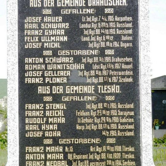 Pomník padlým jihozápadně od Drahouše