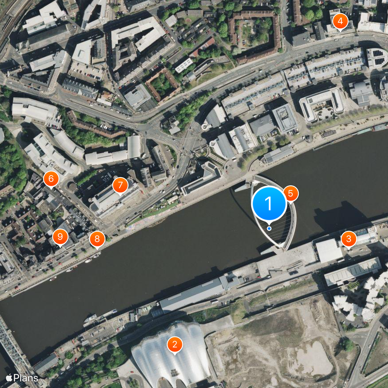 Gateshead Millennium Bridge Mapa