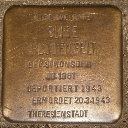 Stolperstein dedicated to Elise Heudenfeld