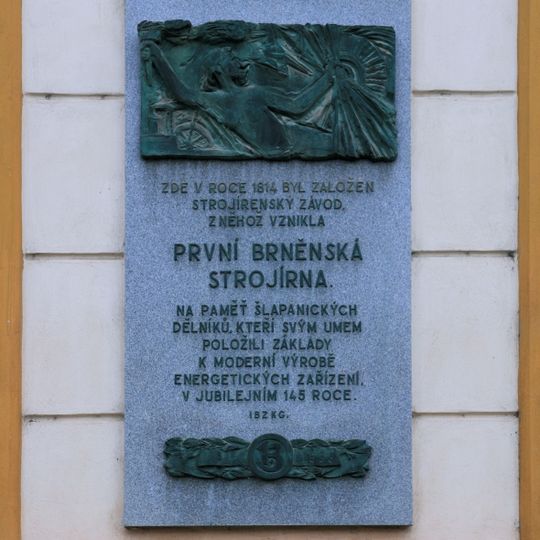 Pamětní deska založení strojírny ve Šlapanicích