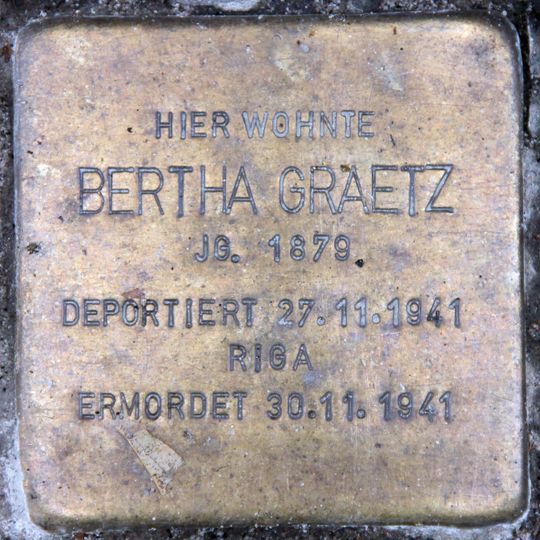 Stolperstein dedicated to Bertha Graetz
