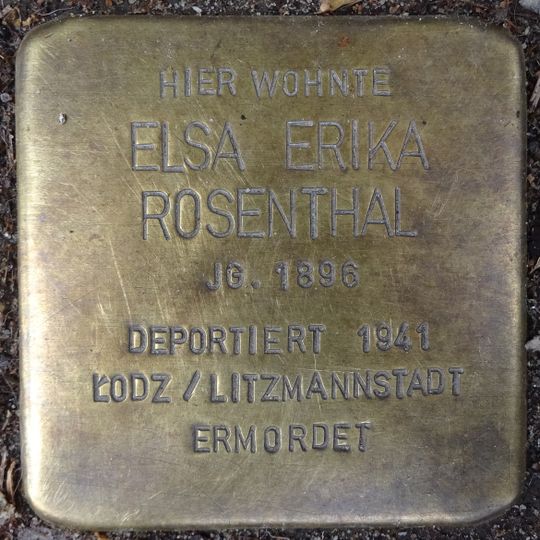 Stolperstein dedicated to Elsa Erika Rosenthal