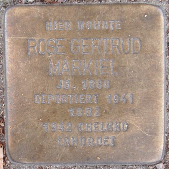 Stolperstein dedicated to Rose Gertrud Markiel