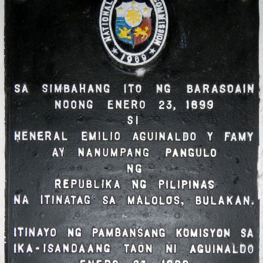 Oath-taking of Emilio Aguinaldo as president of the Republic of the Philippines historical marker