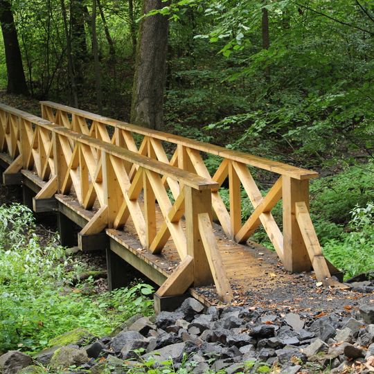 Dřevěná lávka na stezce na Křížový vrch ve Frýdlantu