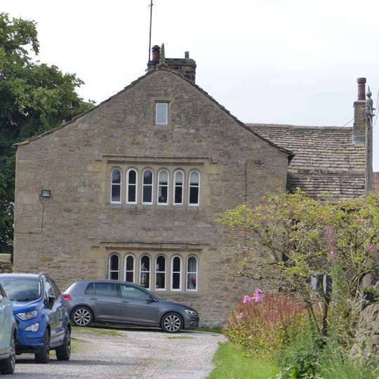 Elslack Hall Cottage with garden wall adjoining to north of Elslack Hall Farmhouse