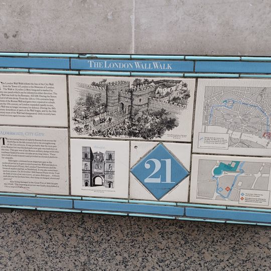 London Wall: section of Roman wall and Roman, medieval and post-medieval gateway at Aldersgate
