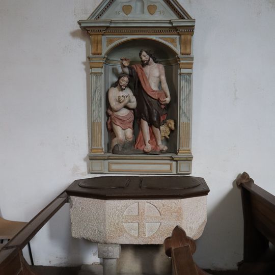 Statue of the baptism of Jesus Christ of Église Sainte-Agnès de Tréfumel