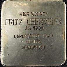 Stolperstein dedicated to Fritz Obermeier