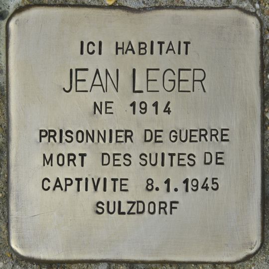 Stolperstein dedicated to Jean Leger