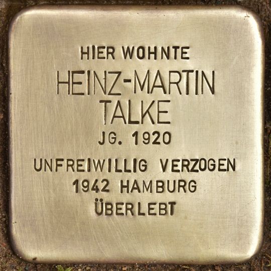Stolperstein dedicated to Heinz-Martin Talke