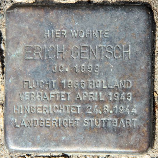Stolperstein en memoria de Erich Gentsch