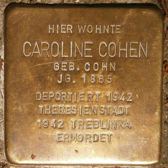 Stolperstein dedicated to Caroline Cohen
