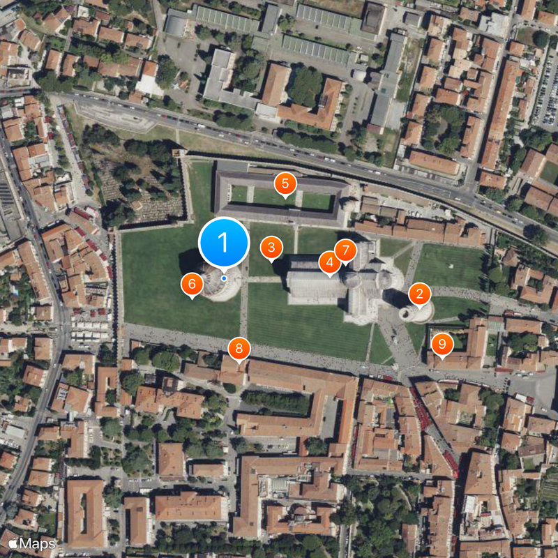 Baptisterium van Pisa Kaart