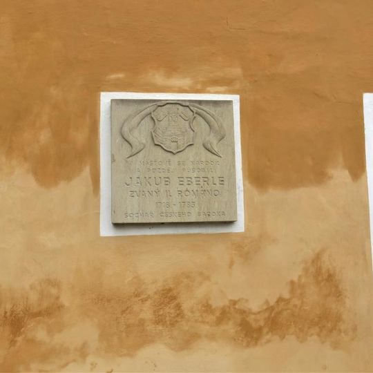 Pamětní deska Jakuba Eberleho na domě Kostelní 178 v Mašťově