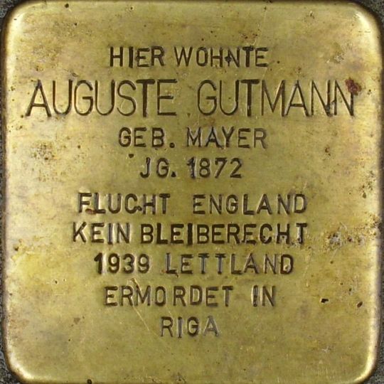 Stolperstein für Auguste Gutmann