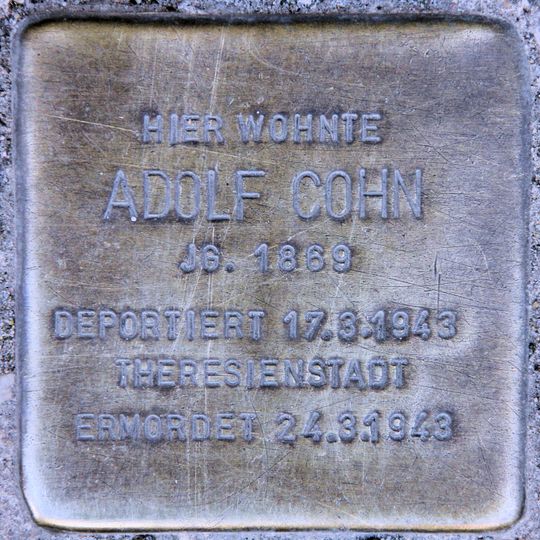 Stolperstein dedicated to Adolf Cohn