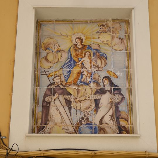 Ceramic panel of Our Lady of the Rosary