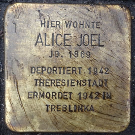 Stolperstein dedicated to Alice Joel