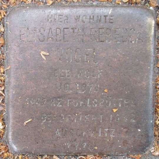 Stolperstein dedicated to Elisabeth Rebecca Vogel