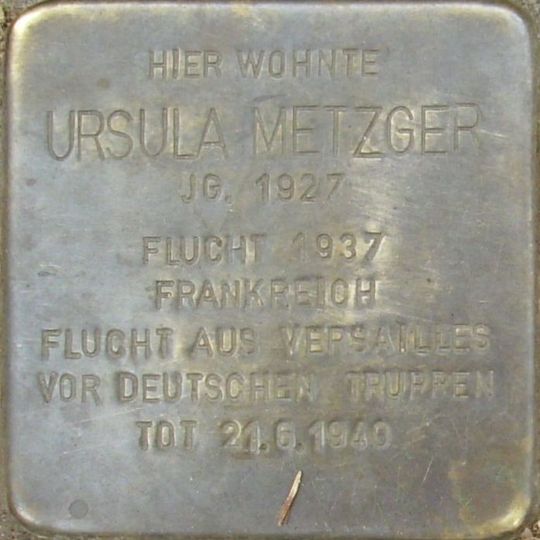 Stolperstein em memória de Ursula Metzger