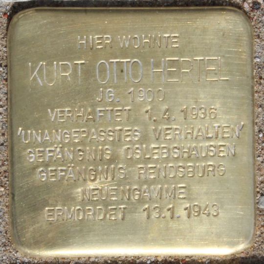 Stolperstein dedicated to Kurt Otto Hertel