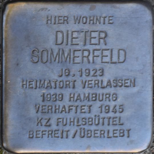 Stolperstein dedicated to Dieter Sommerfeld