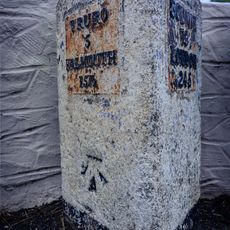 Milestone Immediately In Front Of Cottage Wall At Top Of Tresowgar Lane