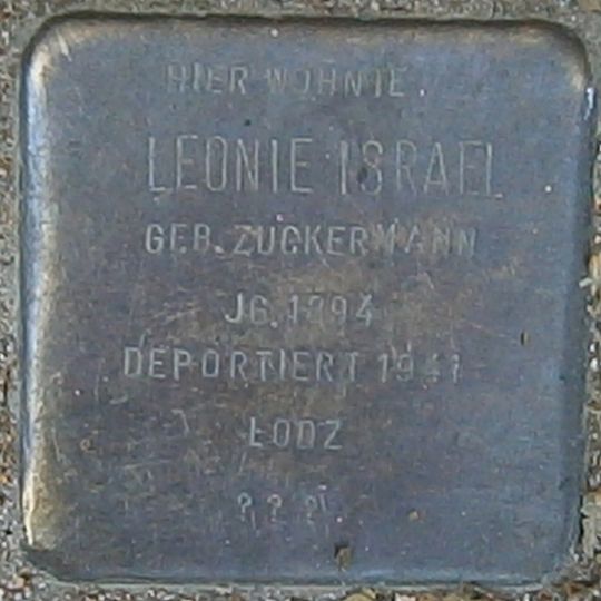 Stolperstein dedicated to Leonie Israel