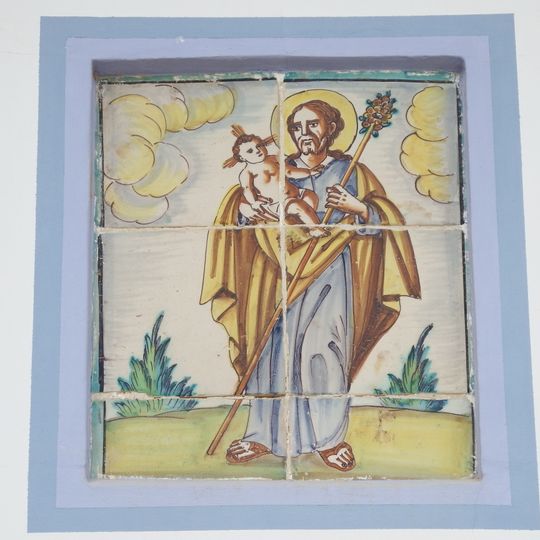 Ceramic panel of Saint Joseph at 42 Placeta de la Teja