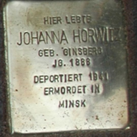 Stolperstein dedicated to Johanna Horwitz