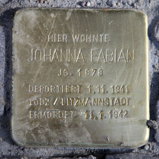 Stolperstein dedicated to Johanna Fabian