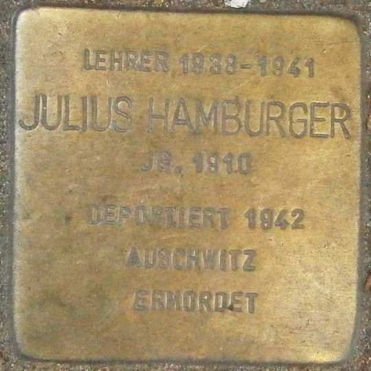 Stolperstein dedicated to Julius Hamburger