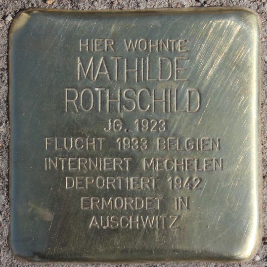 Stolperstein dedicated to Mathilde Rothschild