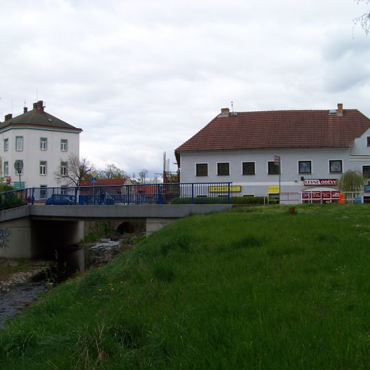 Bridge of Přátelství street over the Řířanský potok in Uhříněves
