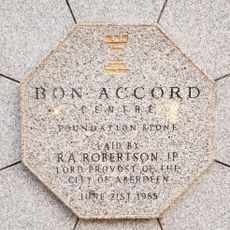Commemorative plaque to the laying of the foundation stone for the Bon Accord Centre, Aberdeen