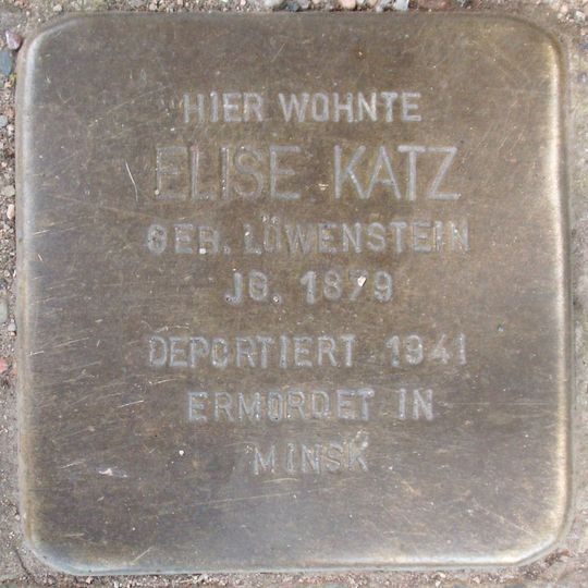 Stolperstein dedicated to Elise Katz