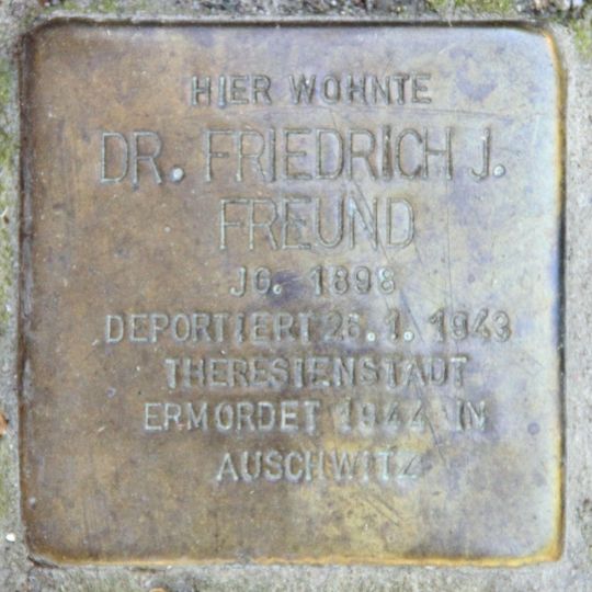 Stolperstein dedicated to Dr. iur. Friedrich Julius Freund