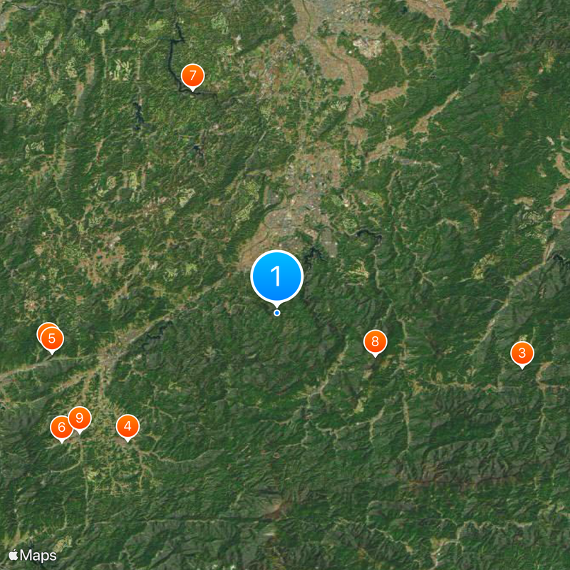 Akame 48 Waterfalls Mapa