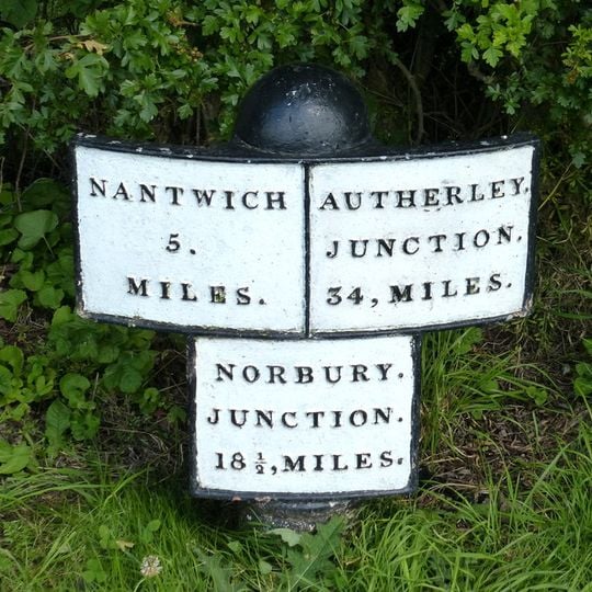 Milepost Circa 230 Metres North Of Bennett's Bridge At Sj 652 455