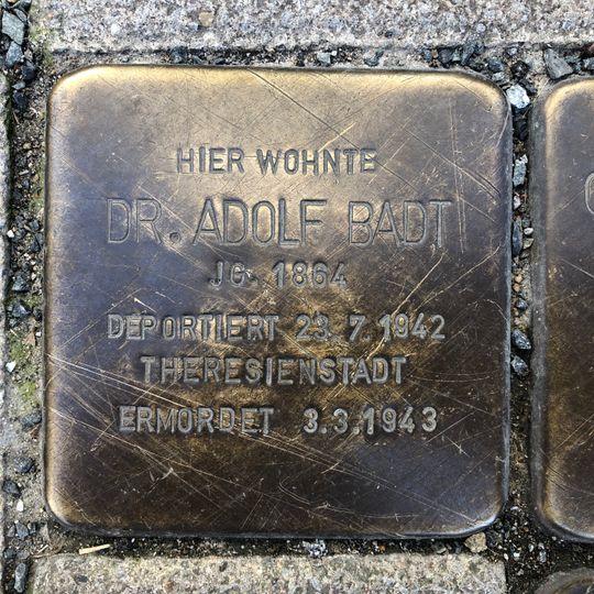 Stolperstein dedicated to Adolf Badt