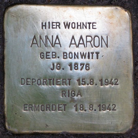 Stolperstein dedicated to Anna Aaron