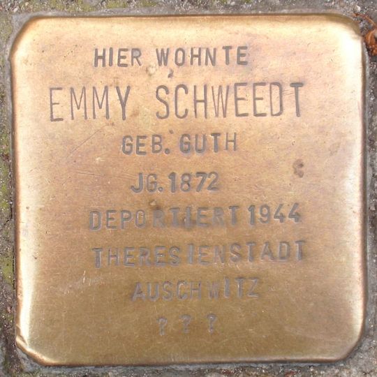 Stolperstein dedicated to Emmy Schweedt