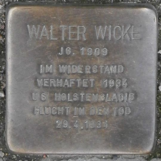 Stolperstein en memoria de Walter Wicke