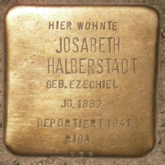 Stolperstein dedicated to Josabeth Halberstadt