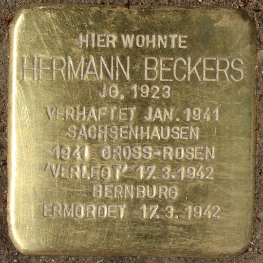 Stolperstein en memoria de Hermann Beckers